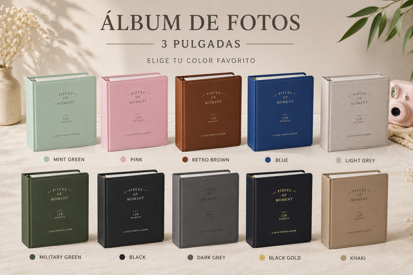 LUMIVA™ Memories – Álbum Premium para Fotos Instantáneas (120 Bolsillos)