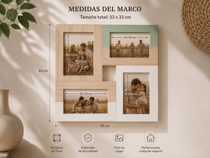 LUMIVA™ Memories – Marco de Fotos Múltiple para 4 Recuerdos